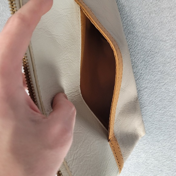 Fossil Fiona Gray White Cowhide Leather Small East West Crossbody Bag - Picture 10 of 15